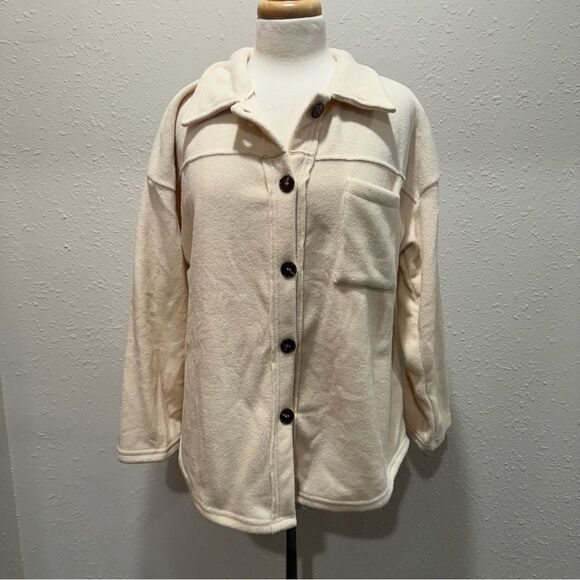 Cozy Cream Button-Up Jacket - Picture 1 of 6